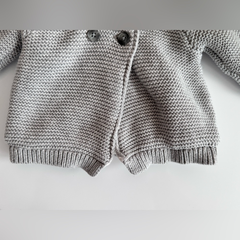 Carter's Gray Sherpa Lined Cotton Long-Sleeve Hooded Jacket with Bear Ears 3mo - Picture 4 of 10